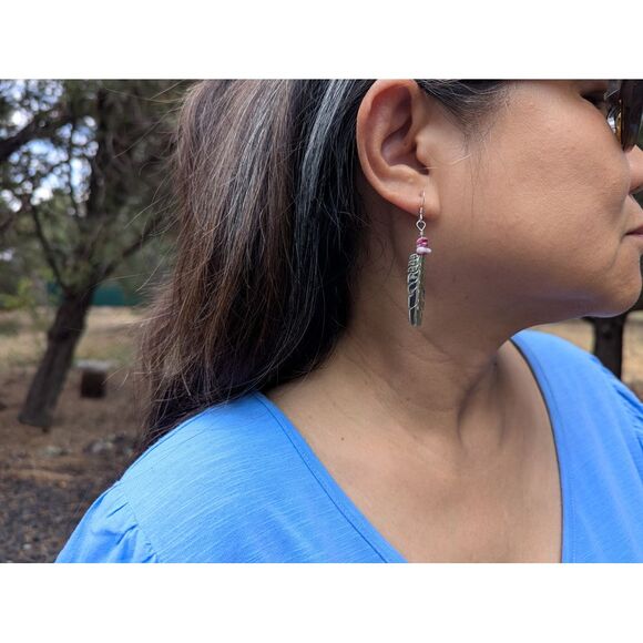 Native American Sterling Silver Dangle Earrings Purple Spiny Oyster Jewelry‎ ** - Picture 7 of 11